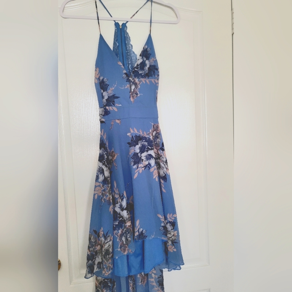 Casual Blue Floral Dress